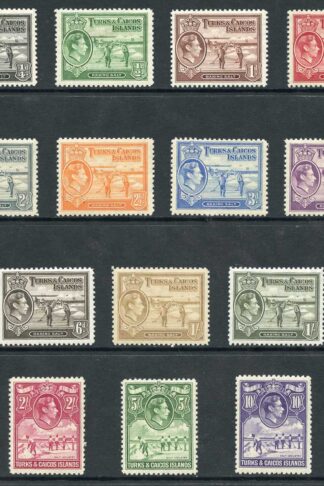 Turks and Caicos SG194/205 1938 KGVI Set of 13 Wmk Mult Script CA M/M