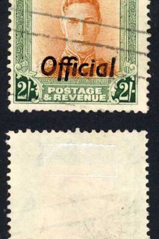 New Zealand SG0158 KGVI 2/- wmk upright opt OFFICIAL Used cat 48 pounds