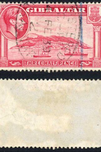 Gibraltar SG123a KGVI 1 1/2d Carmine Perf 13.5 Fine used