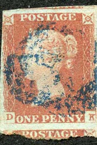 1841 Penny Red (DK) Blue Cancel Cat 250 pounds