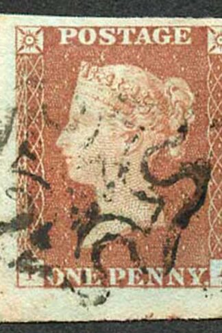 1841 Penny Red (TA) Maltese Cross Cancel Showing Part of the PLATE NUMBER