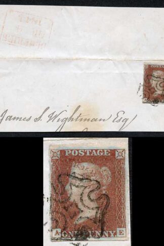 1841 Penny Red (AE) with Dumfries Maltese Cross Cancel on Piece