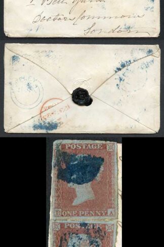 1841 Penny Red (HA and IB) with a BLUE postmarks on cover 750+++++ pounds