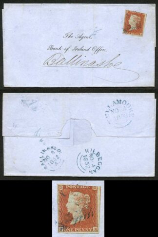 1841 Penny Red (PK) with a 261 (Kilbeggan) cancel in BLUE Cat 750 pounds