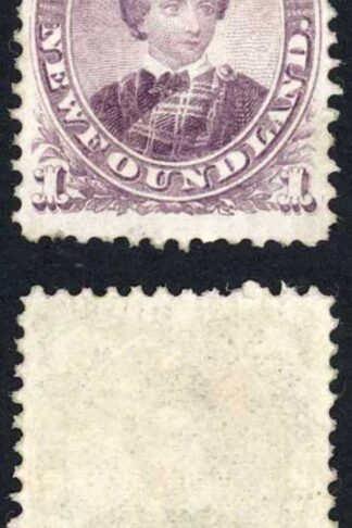 Newfoundland SG34 1868 1c Dull Purple Die 1 U/M (mint never hinged) corner bend