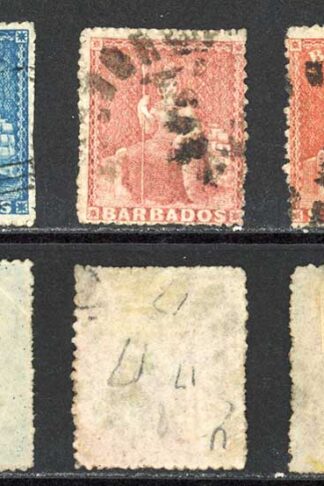Barbados SG21/35 1861 Rough Perf 14 to 16 Set of 5 No Wmk Cat 142.25 (E8)