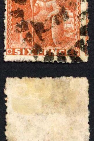 Barbados SG46 6d Orange-Vermilion Rough Perf 14 to 16 Large Star Cat 90 (E5)