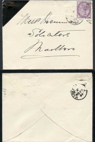 Unusual 1891 Mourning Envelope with only the top left Corner in Black