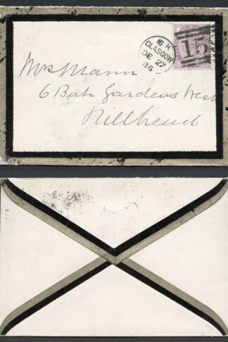 Unusual 1886 Mourning Envelope with a Border in SILVER and Black