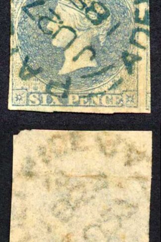 South Australia 1856 SG10 6d Slate Blue with good margins and Fine Blue CDS