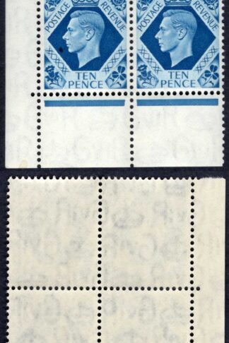 SG474 KGVI 10d Turquoise-blue U/M Cylinder 7 dot (E/P) Block of 6