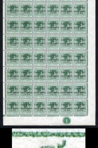 Bahamas KGVI SG162c 1/2d Columbus Variety Accent Flaw (R1/5 1938 printing only)o