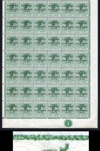 Bahamas KGVI SG162c 1/2d Columbus Variety Accent Flaw (R1/5 1938 printing only)p