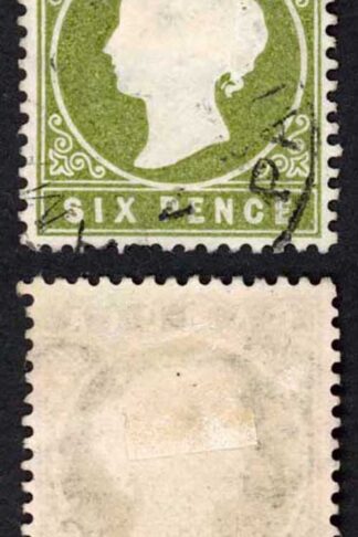 Gambia SG32 6d Yellowish olive green wmk CA Sideways CDS used