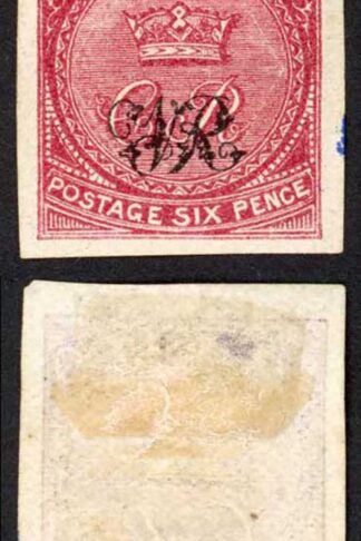 FIJI SG30b VR on 6d carmine rose on wove paper IMPERF no Gum