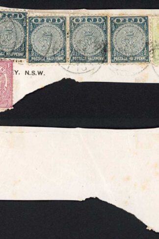 FIJI Mixed Franking Piece (1 x 1/2d crease) Perf 11