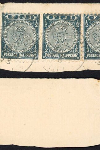 FIJI SG86 1/2d Slate grey perf 11 x 3 on piece