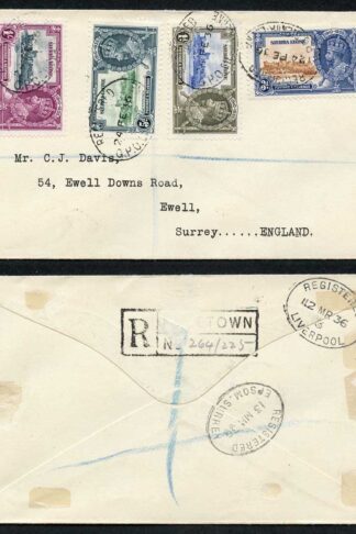 Sierra Leone 1935 Silver Jubilee Set on Registered cover to England
