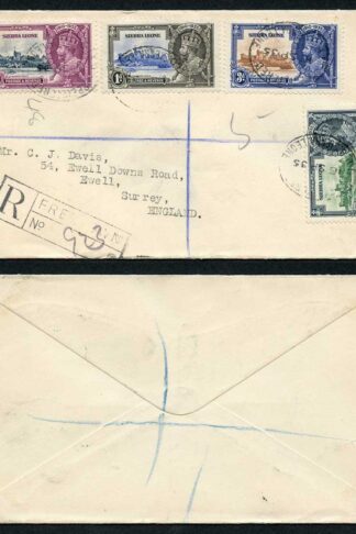 Sierra Leone 1935 Silver Jubilee Set on Registered cover to England