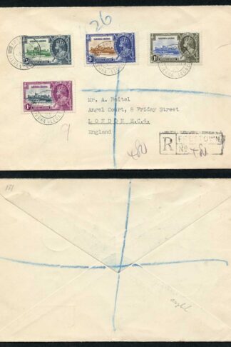 Sierra Leone 1935 Silver Jubilee Set on Registered cover to the USA