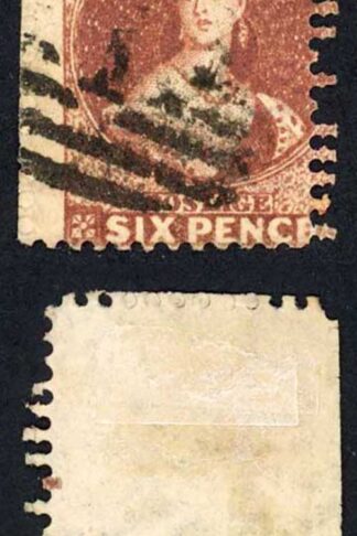 New Zealand SG108 6d red-brown Perf 12.5 fine used DOUBLE Perfed at right