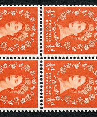 SB10a 1/2d Wmk Crowns S/ways Right Cream Paper Perf AP Booklet Pane of 6  U/M