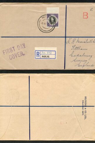 Cook Islands SG127 1938 1/- Black and Violet on FDC to England