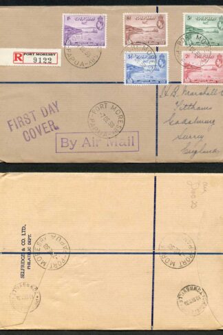 Papua New Guinea SG158/62 1938 Complete Set on FDC to England