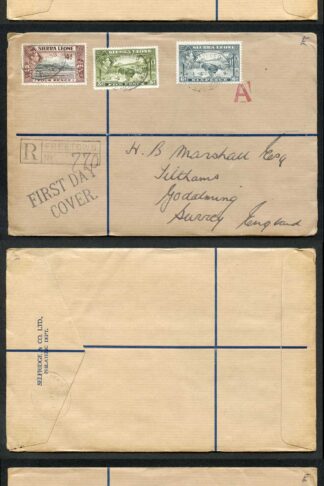 Sierra Leone 1938 Part Set on 3x FDC to England