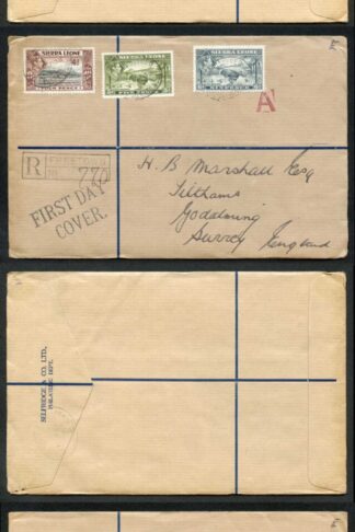 Sierra Leone 1938 Part Set on 3x FDC to England