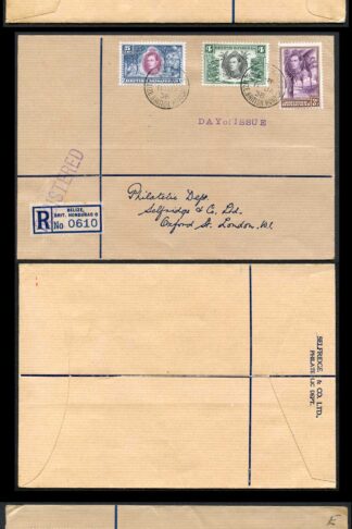 British Honduras SG150/158 1938 KGVI Part Set on 3x FDC to England