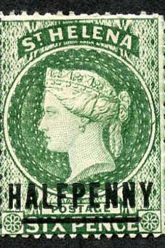 St Helena SG35 1/2d Green (words 17mm) Wmk CA M/Mint (hinge remainder)
