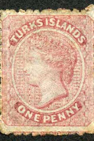 Turks and Caicos SG1 1d Dull Rose no wmk M/Mint (hinge remainder)