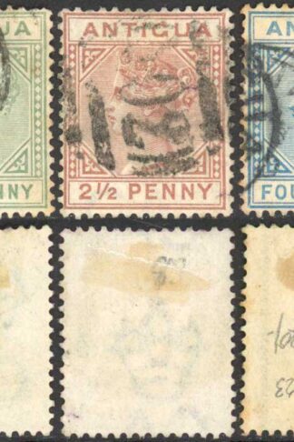 Antigua SG21/3 Wmk Crown CA set of 3 (4d tone spots)