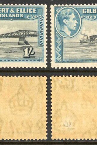Gilbert and Ellice Is SG51/51a KGVI 1/- Both Perf 13.5 shades M/M