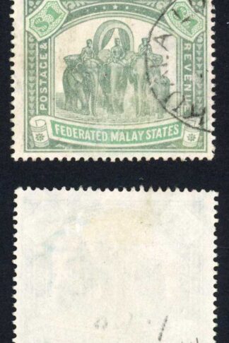 Malay States SG23 One Dollar Green and Pale Green Wmk Crown CC