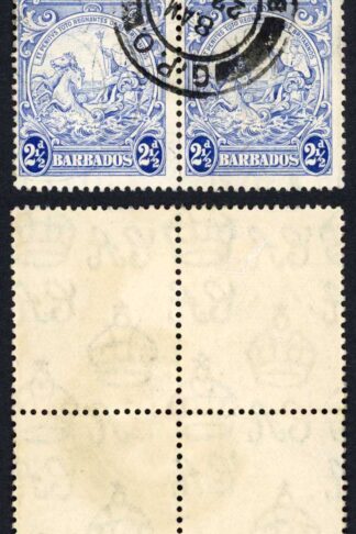 Barbados SG251b 1938 2 1/2d Ultramarine Mark on Central Ornament