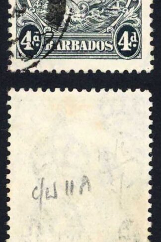 Barbados SG253b 4d Perf 13.5 x 13 Variety Curved line Fine used