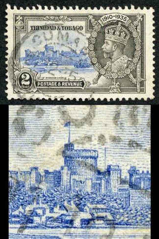 Trinidad and Tobago SG239a 1935 Silver Jubilee 2c Variety Extra Flagstaff