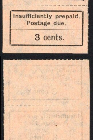 Zanzibar SGD3/3a 3c Post Due pair top stamp Variety CENT.S