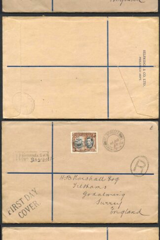 Grenada KGVI Mixed Part Sets on 2x FDC to England