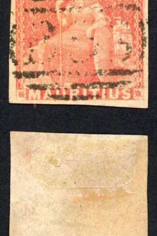 Mauritius SG28 (6d) Vermilion Fine used (creased)