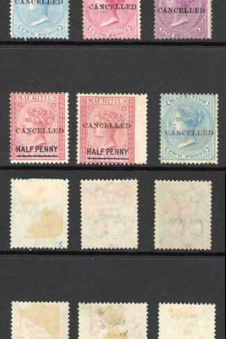 Mauritius QV Selection of stamps opt Cancelled (some with no gum)
