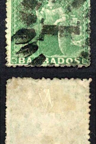 Barbados SG20 1861 (1/2d) Deep Green No wmk Rough Perf 14 to 16 Fine used