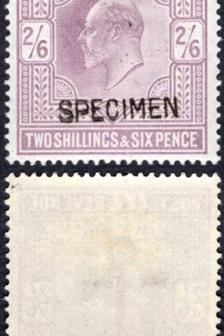 KEVII 2/6 Lilac Opt SPECIMEN Fresh M/Mint (expertizing handstamp on reverse)