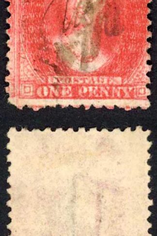 Tasmania SG70 1d Carmine Perf 12 DOUBLE PRINT (pen cancel)