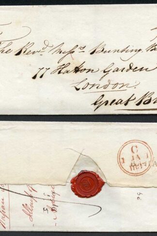 Bahamas 1836 straight-line hand stamps Ludington type B1 2/2 m/s rate mark