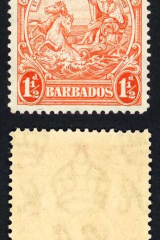 Barbados SG231d 1 1/2d Orange Major re-entry U/M