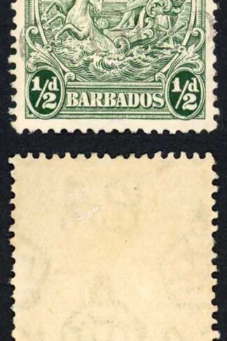 Barbados SG248a 1/2d Perf 13.5 x 13 R10/6 RECUT LINE Fine Used