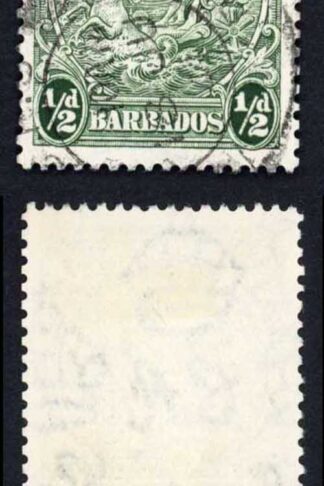 Barbados SG248a 1/2d Perf 13.5 x 13 R10/6 RECUT LINE in Fine Used PAIR